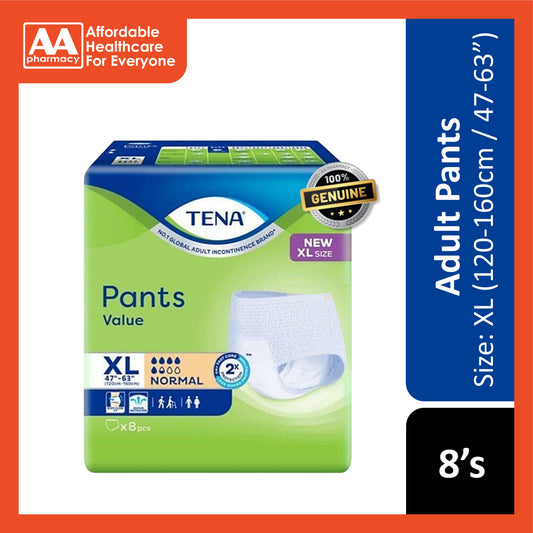 Tena Value Adult Pants Size XL 8's (120-160cm / 47–63 inches)