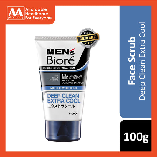 Men's Biore Double Scrub Facial Foam (Deep Clean Extra Cool) 100g