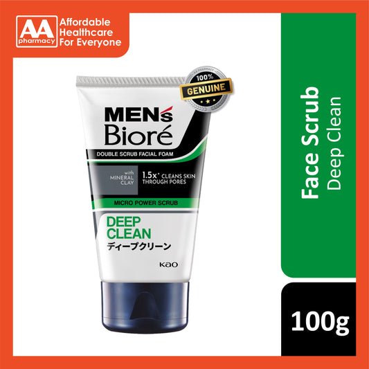 Men's Biore Double Scrub Facial Foam (Deep Clean) 100g