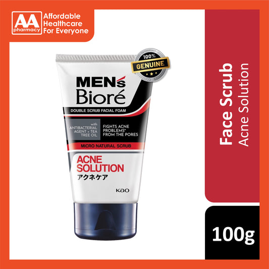 Men's Biore Double Scrub Facial Foam (Acne Solution) 100g