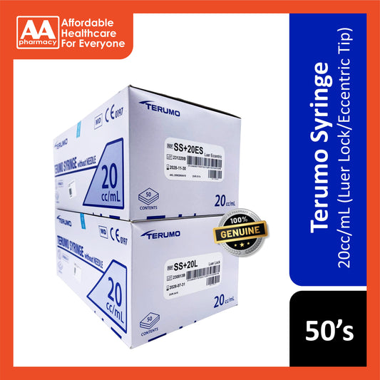 Terumo Syringe 20cc/mL 50's (Luer Lock/Eccentric Luer Slip)