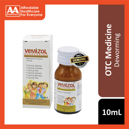 Vemizol Deworming (Albendazole 400mg/10mL) Suspension 10mL (Milk Flavour)