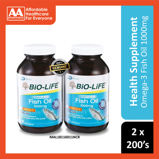 Bio-Life Omega-3 Fish Oil 1000mg Capsule 2x200's