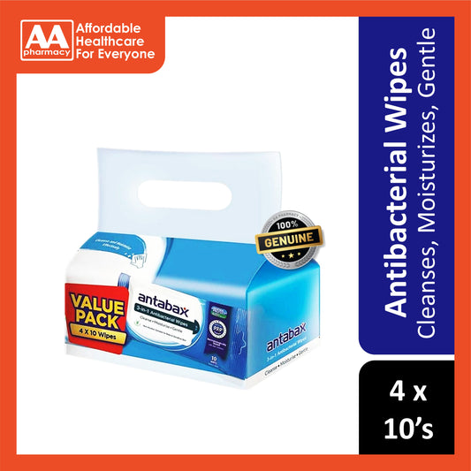 Antabax 3-in-1 Antibacterial Wipes 4x10's