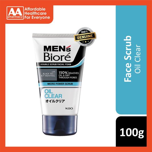 Men's Biore Double Scrub Facial Foam (Oil Clear) 100g