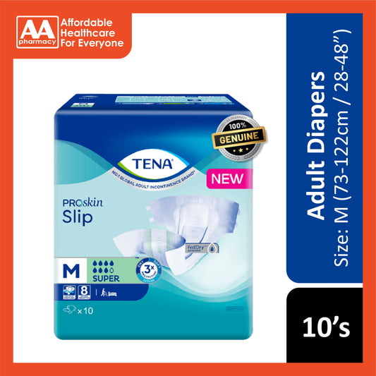 Tena PROskin Slip Super Adult Diapers Size M 10's (73-122cm / 28-48 inches)