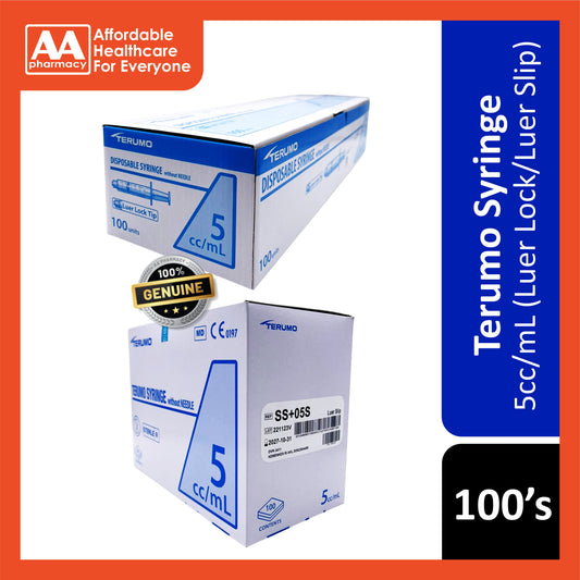 Terumo Syringe 5cc/mL 100's (Luer Lock/Luer Slip)