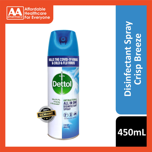 Dettol Antibacterial All in One Disinfectant Spray (Crisp Breeze) 450mL