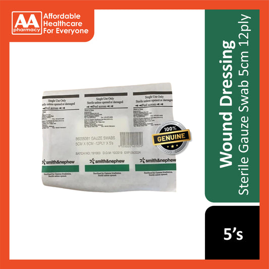 Smith and Nephew Sterile Gauze Swab 5cmx5cm 12ply 5's