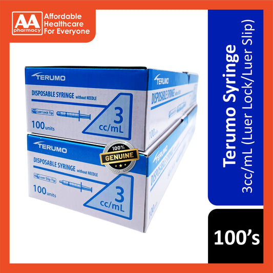Terumo Syringe 3cc/mL 100's (Luer Lock/Luer Slip)