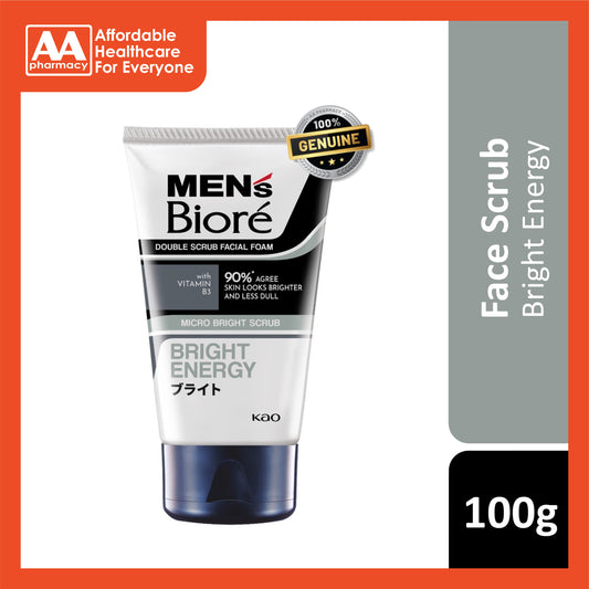 Men's Biore Double Scrub Facial Foam (Bright Energy) 100g