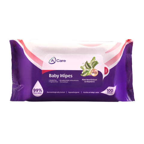A-Care Baby Wipes 100's (Aloe Vera Extract & Vitamin E)