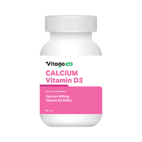 Vitago365 Calcium 600mg and Vitamin D3 500 IU Tablet 30's Vitago365 Calcium 600mg and Vitamin D3 500 IU Tablet 30's