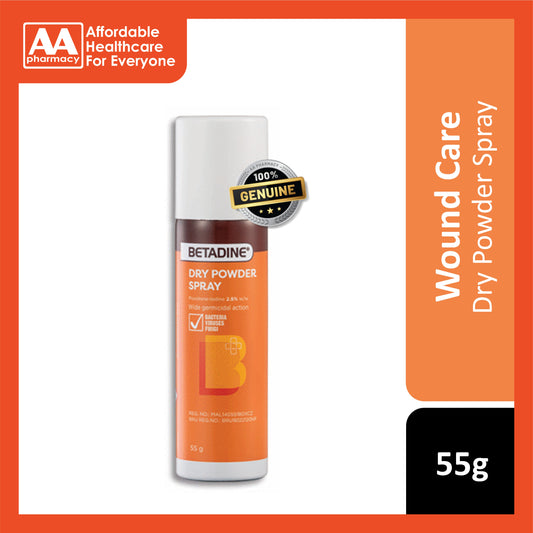Betadine Dry Powder Spray 55g (Povidone-Iodine 2.5%)