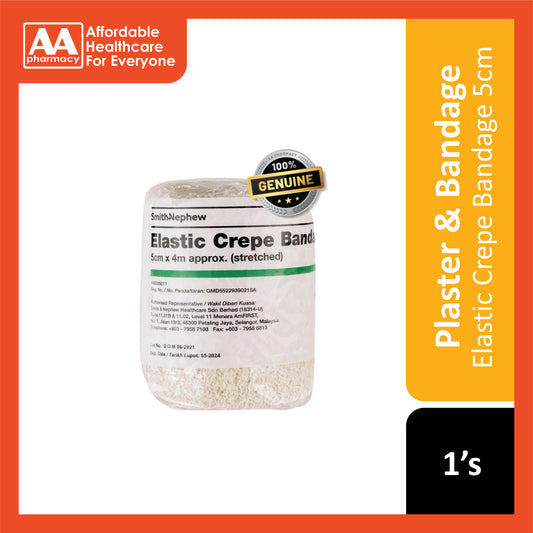 Smith and Nephew Elastic Crepe Bandage (Medium Weight) 5cmx4m (Stretched) 1's