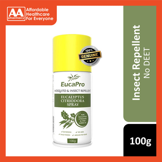 EucaPro Mosquito + Insect Repellent Eucalyptus Citriodora Spray 100g (Pure Eucalyptus Citriodora + Litsea Cubera Oil)