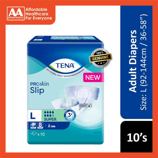 Tena PROskin Slip Super Adult Diapers Size L 10's (92-144cm / 36-58 inches)