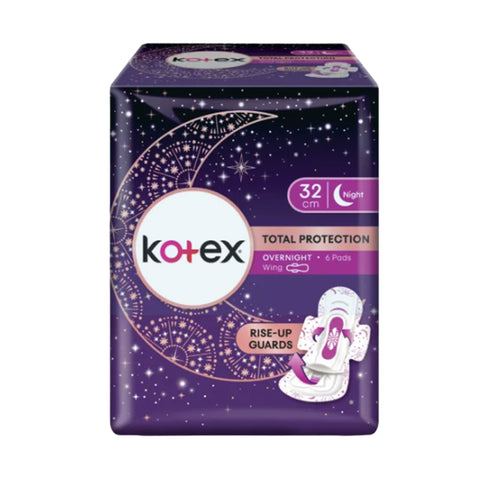 Kotex Total Protection Overnight Wing Pro Guard 32cm (6's/12's/24's)