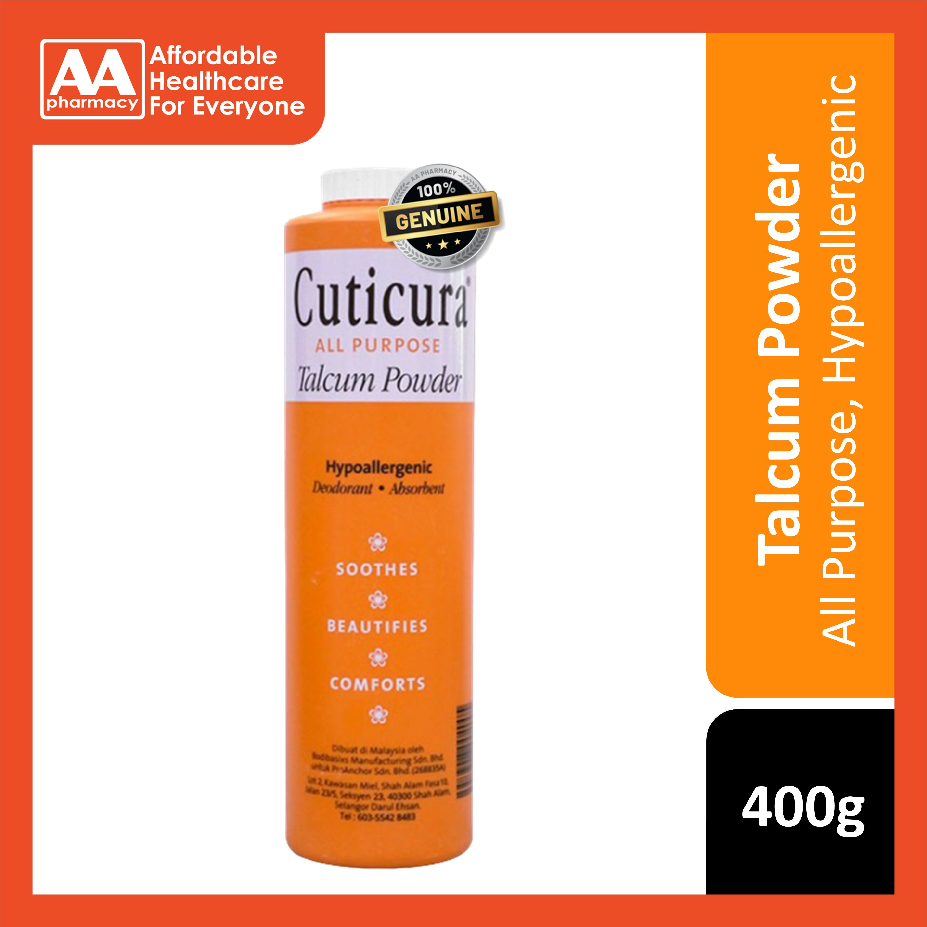 Cuticura All Purpose Talcum Powder 400g – AA Pharmacy