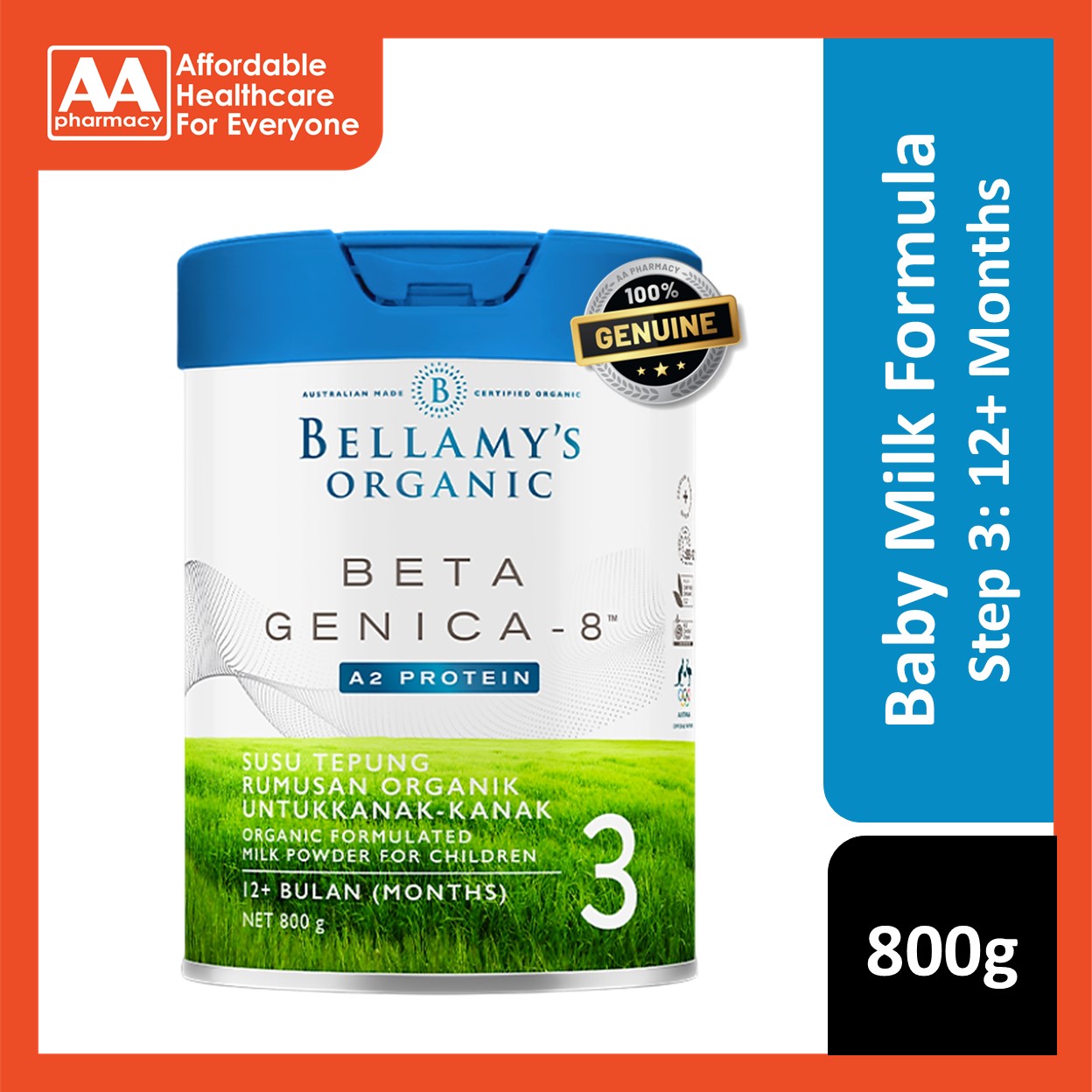 Bellamy's Organic Beta Genica-8 Step Toddler Milk Drink 800g