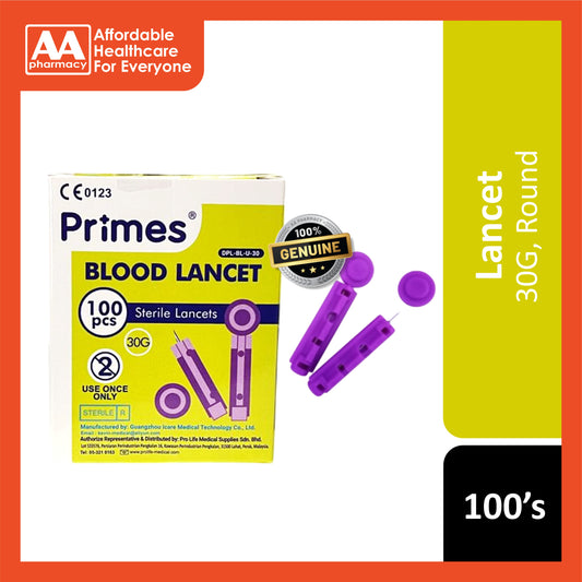 Primes Blood Lancet 30G (DPL-BL-U-30) 100βs (Universal/Round)