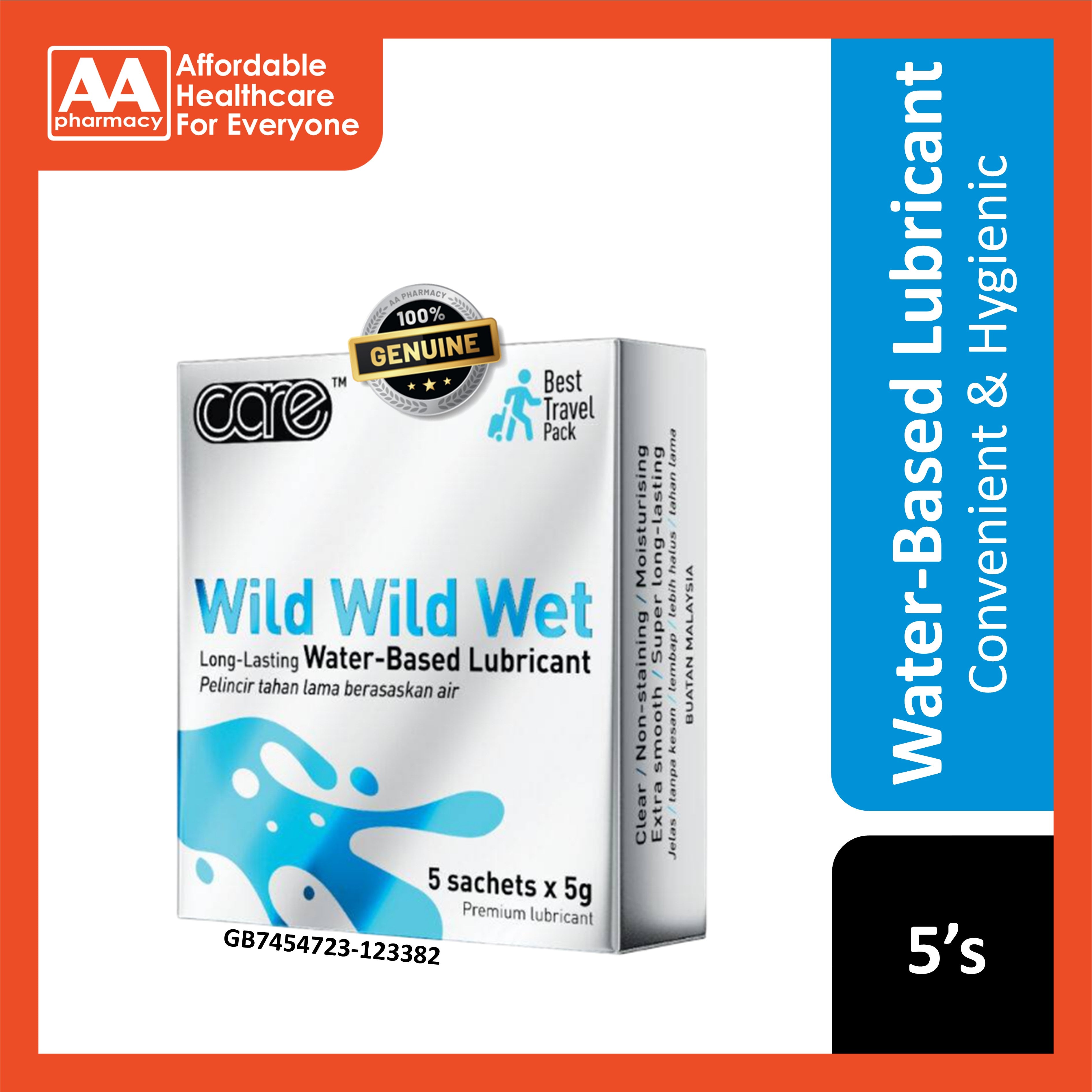 Care Wild Wild Wet Long-Lasting Water Based Premium Lubricant 5's AA Pharmacy Care Wild Wild Wet Long-Lasting Water Based Premium Lubricant 5's AA Pharmacy