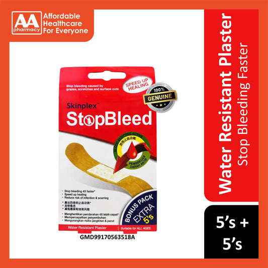 Skinplex StopBleed Water Resistant Plaster 5's+5's