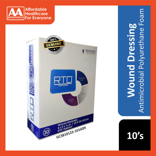 RTD Broad Spectrum Antimicrobial Foam Wound Care Dressing 10x10x0.6cm (REF RTD76040414) - For Wounds with Moderate to Heavy Exudate