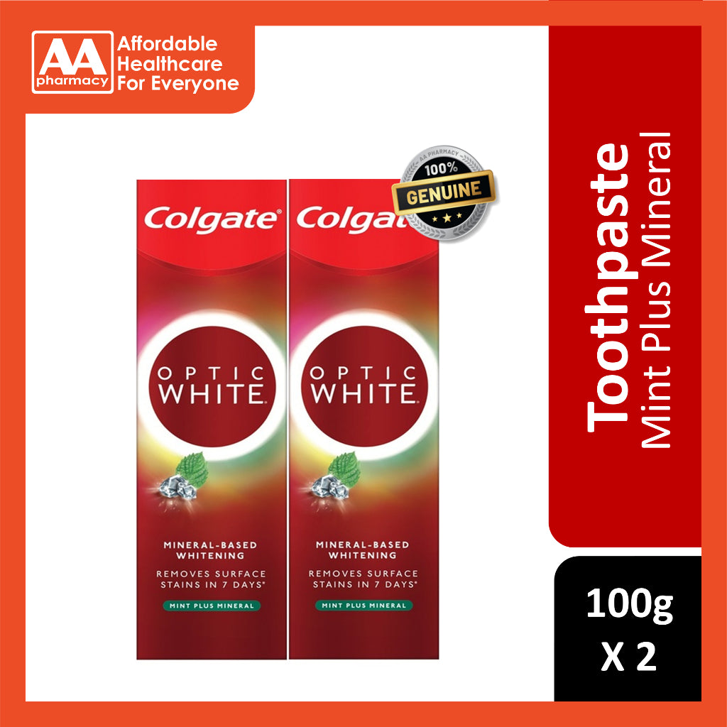 Colgate Toothpaste Optic White Mint Plus Mineral 100g Twin Pack