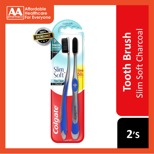 Colgate Flex Clean Slim Soft Toothbrushes 2 pcs (Soft/Charcoal)