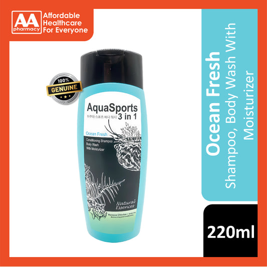 Aqua Sport 3 in 1 Anti-Chlorine Hair And Body Shampoo 220mL (OCEAN FRESH)