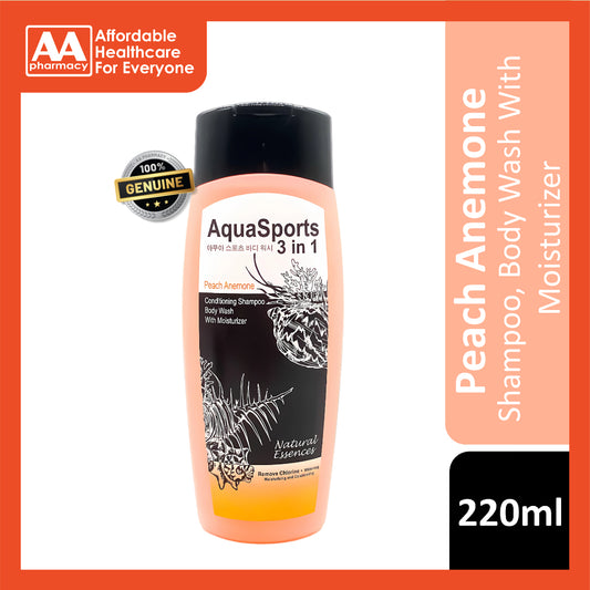 Aqua Sport 3 in 1 Anti-Chlorine Hair And Body Shampoo 220mL (PEACH ANEMONE)