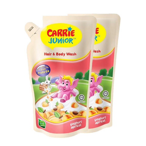 Carrie Junior Hair & Body Wash Pouch Yogurt Apricot (2x475g)