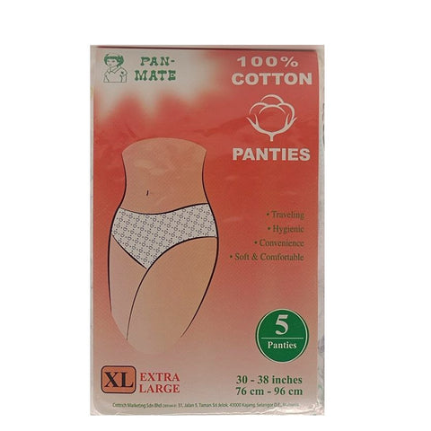 Pan-Mate 100% Cotton Disposable Panties (Size XL) 5's