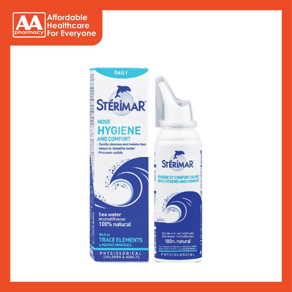 1x STERIMAR For nasal hygiene and comfort 50ml, 100% natural sea water spray