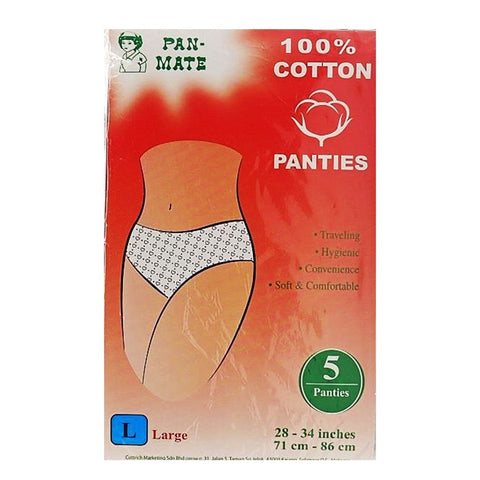 Pan-Mate 100% Cotton Disposable Panties (Size L) 5's