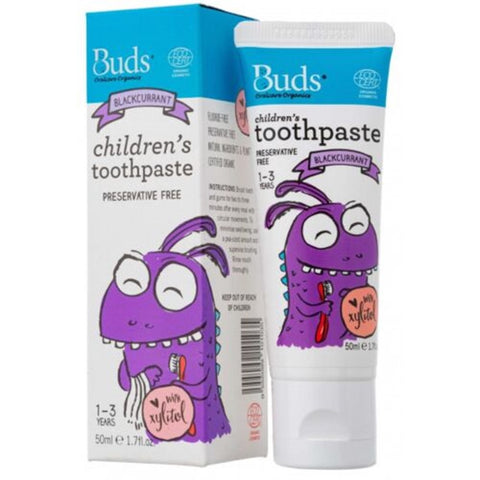 [CLEARANCE] [EXP: 10/2024] Buds Children's Toothpaste With Xylitol- Blackcurrant (50mL)