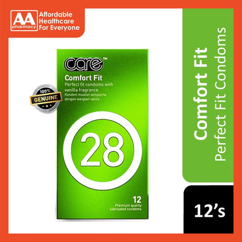 Care 28 Comfort Fit Premium Quality Lubricated Condoms 12's