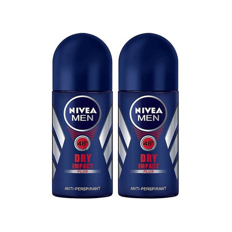 Nivea Roll On Deodorant Male Dry Impact Twin Pack (2X50mL)