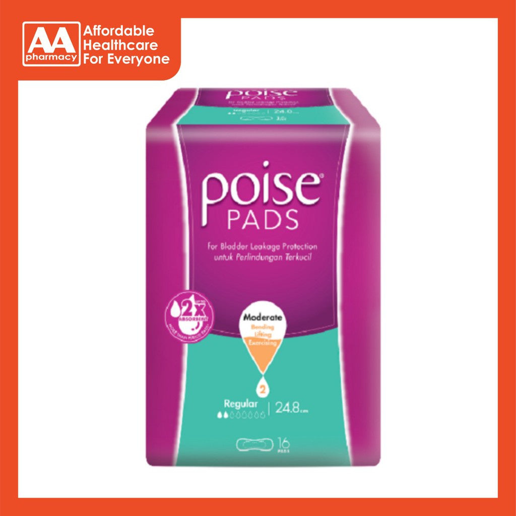 Poise Pads Regular 24.8cm 16's – AA Pharmacy