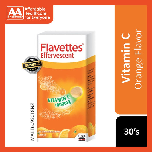 Flavettes Effervescent 1000mg Vit C Orange 30's