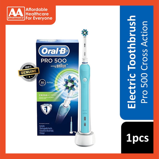 [1 Year Warranty] Oral-B Pro 500 Cross Action Electric Toothbrush (1pcs)