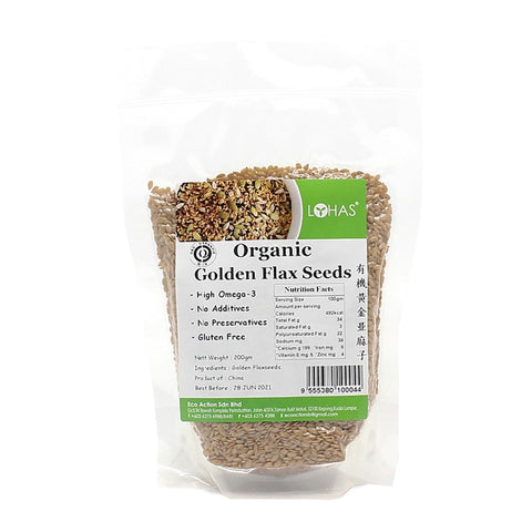 Lohas Organic Golden Flax Seeds 200g