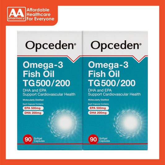 Opceden Omega 3 Fish Oil Tg500/200 Softgel Capsule 2X90's (Twinpack) (Halal)