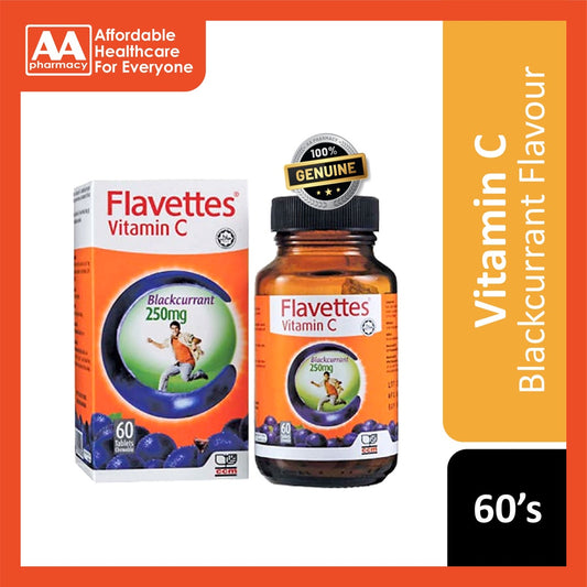 Flavettes Vitamin C Blackcurrant 250mg Chew 60's