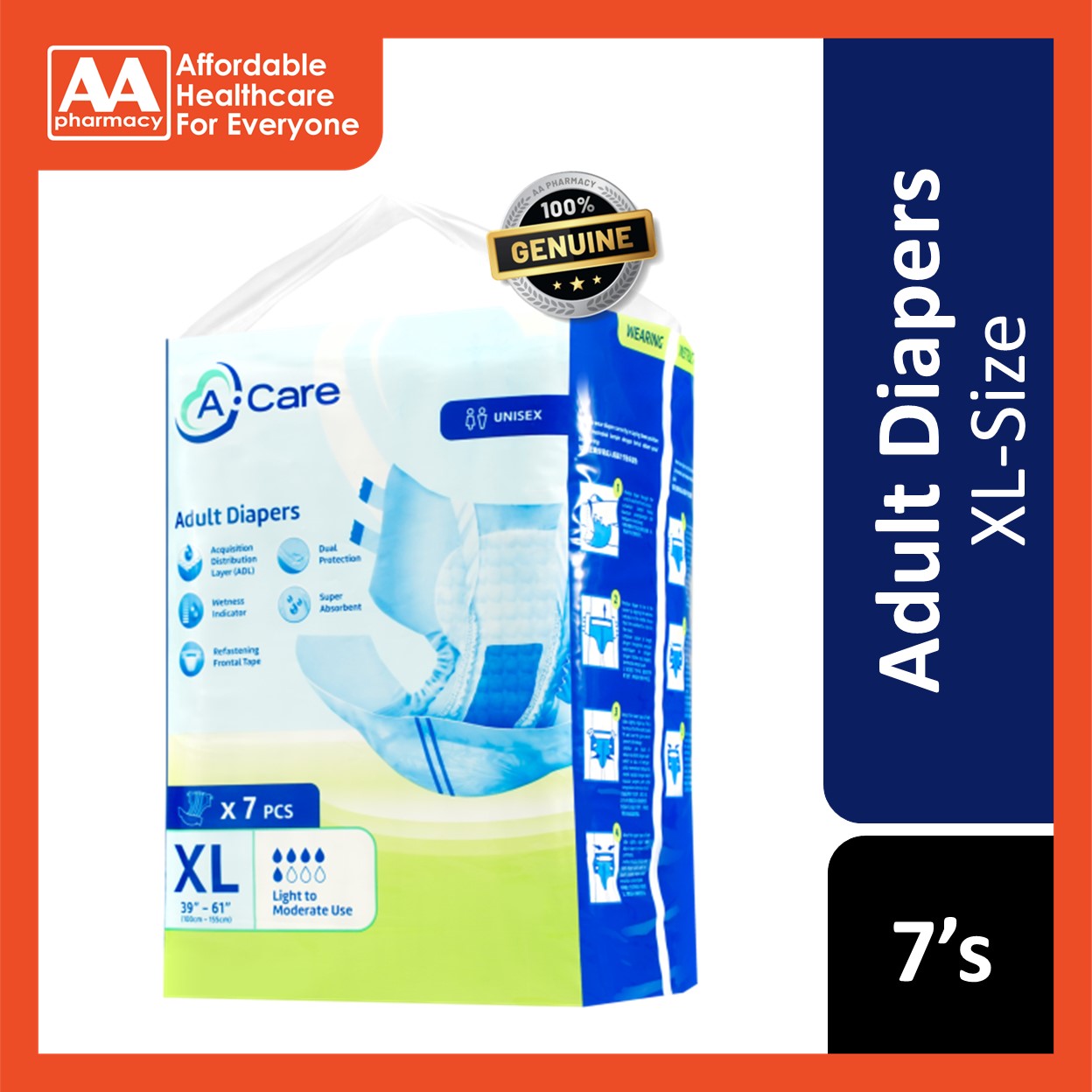 A-Care Adult Diapers Size XL 7's – AA Pharmacy