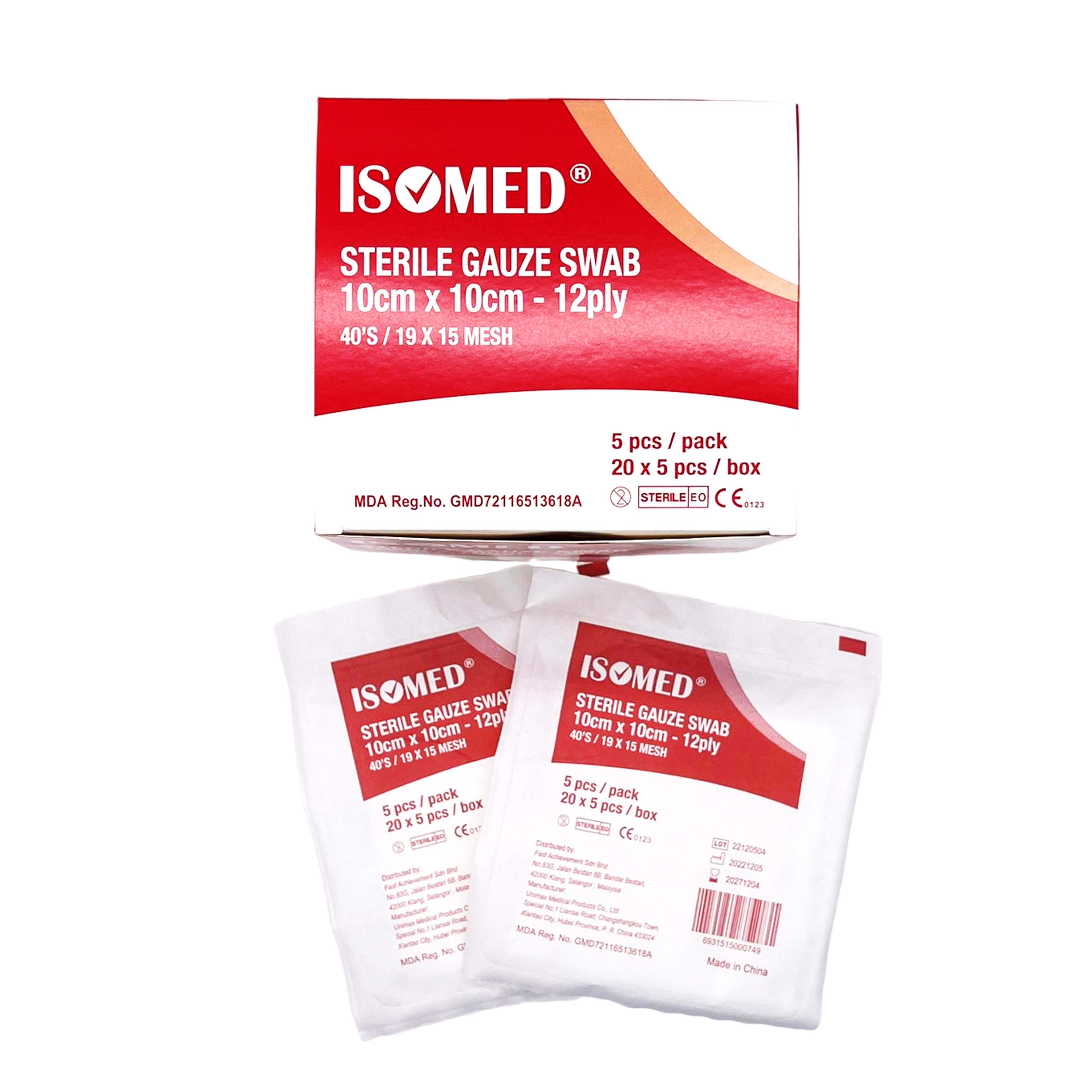 Sterile Gauze Swab 10cmx10cmx12ply 5pcsx20's