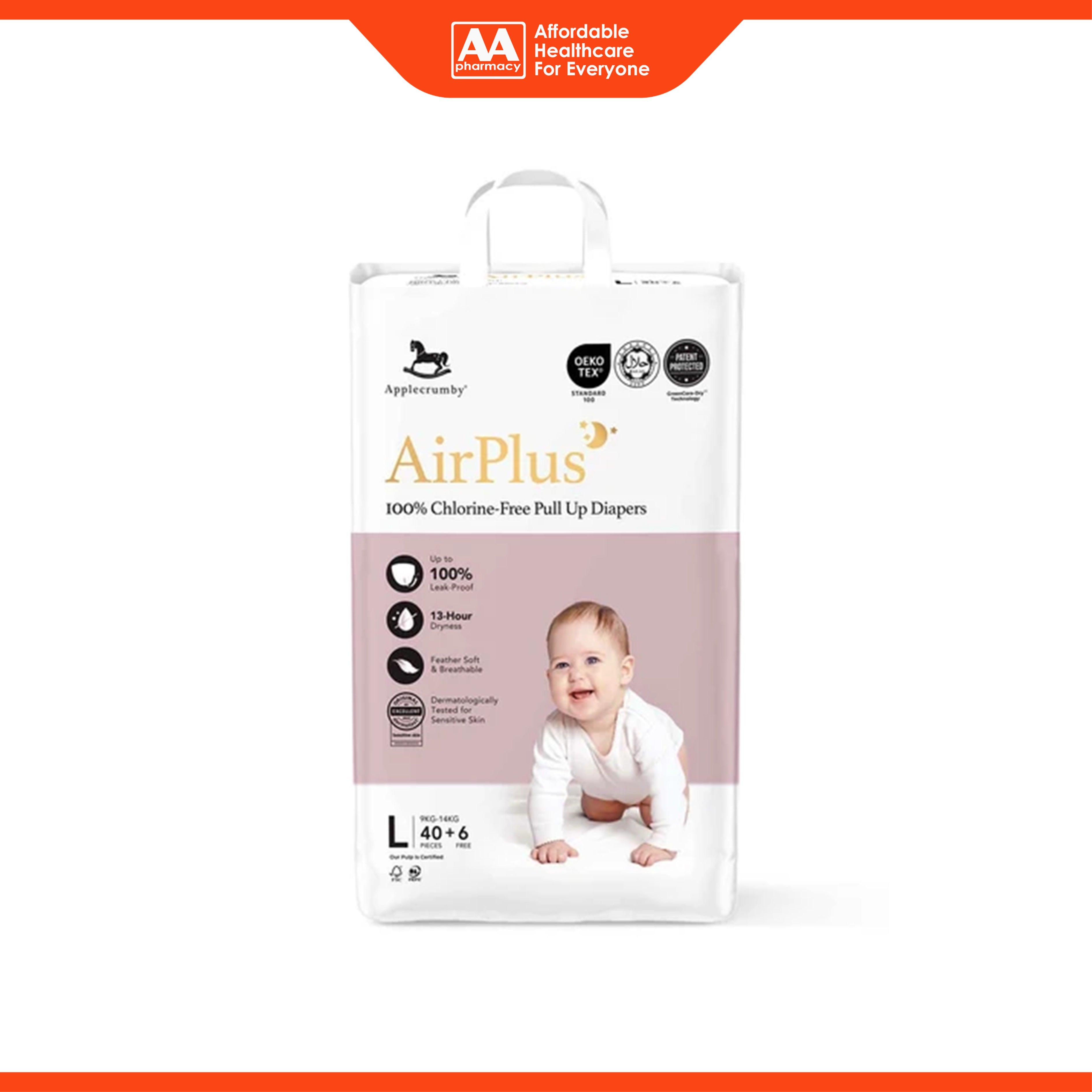 Applecrumby AirPlus Baby Pants Size L 40's+6's (For 9-14kg)