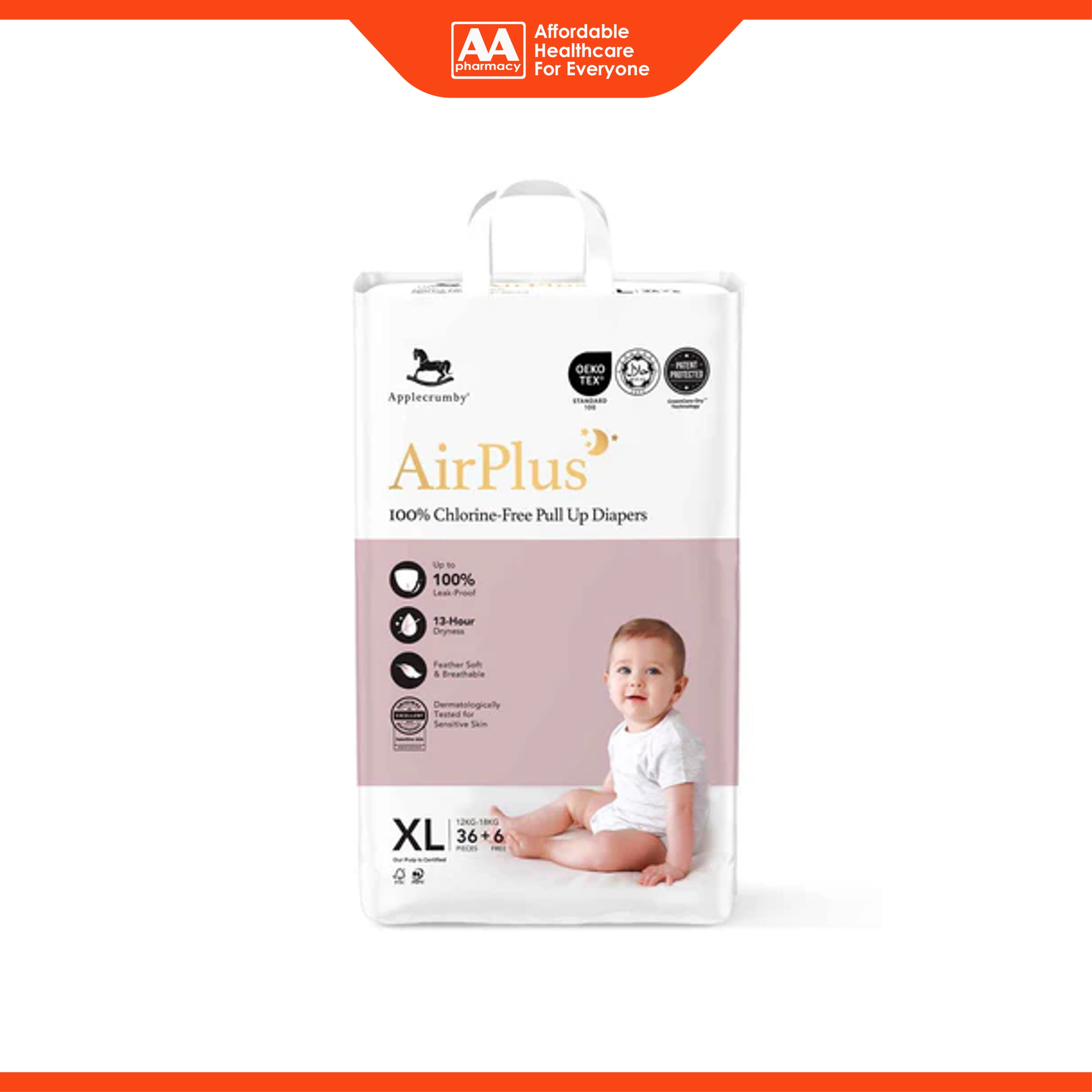 Applecrumby AirPlus Overnight Baby Pants Size XL 36's+6's (For 12-18kg)