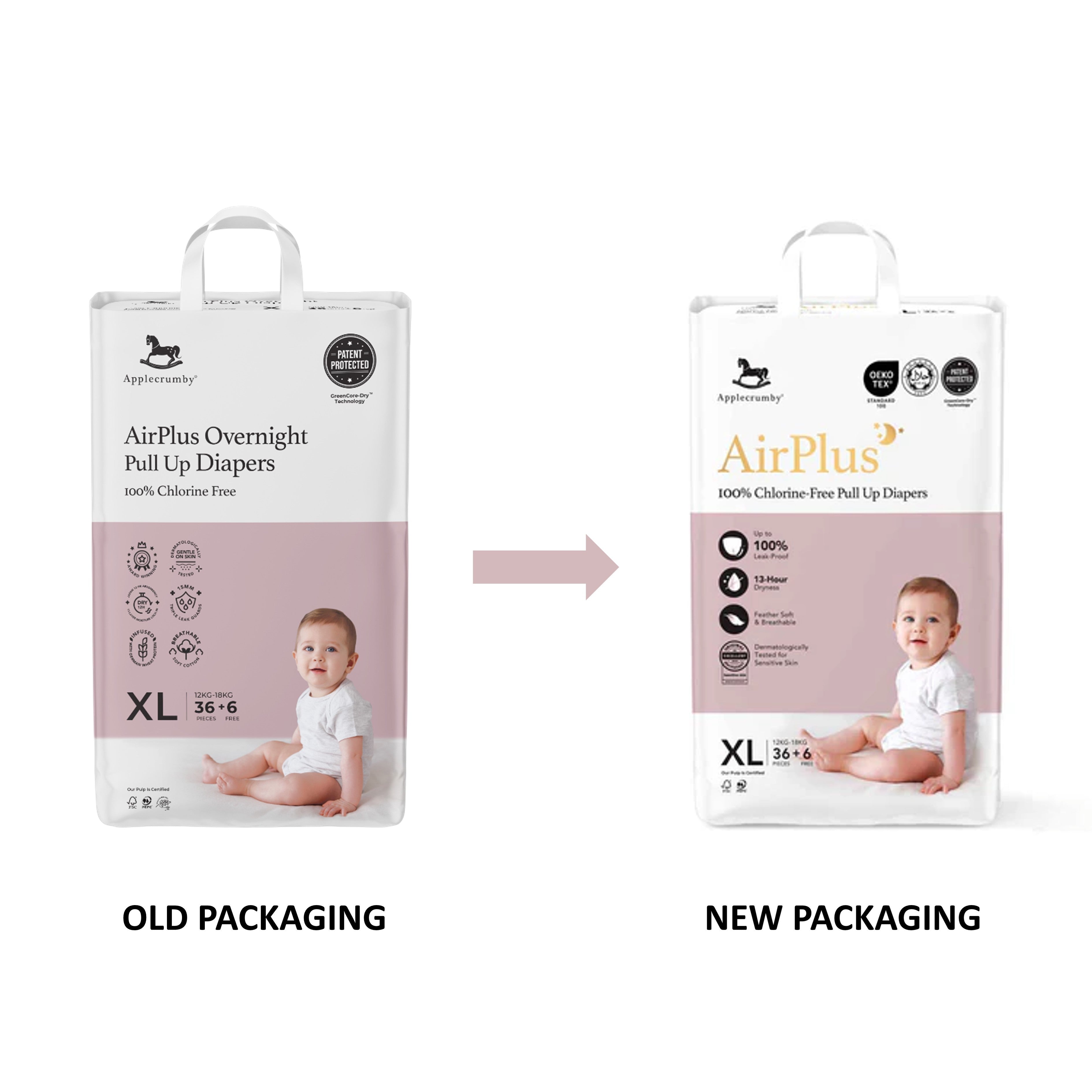 Applecrumby AirPlus Overnight Baby Pants Size XL 36's+6's (For 12-18kg)